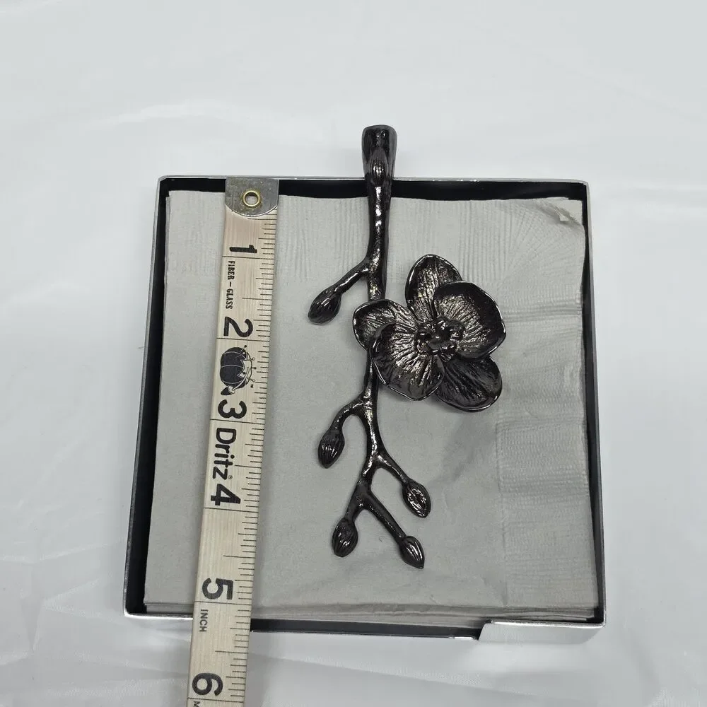 Michael Aram Black Orchid Cocktail Napkin Holder 5.25 X 5.25 X 1.25